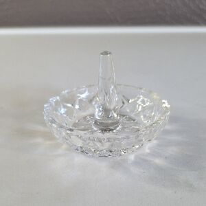 Vintage Gallia Clear Cut Glass Ring Holder